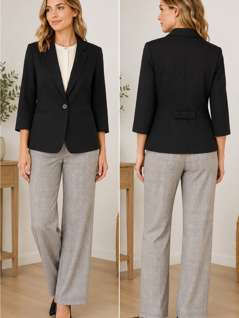 Lauren Conrad Black 3/4 Sleeve Blazer Jacket Size 10